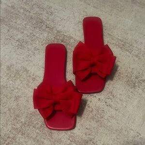 Elegant Red Bow Women's Slide Sandals